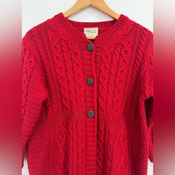 Milton Knitwear Red Merino Wool Cardigann Sweater Ireland Medium - Picture 3 of 8
